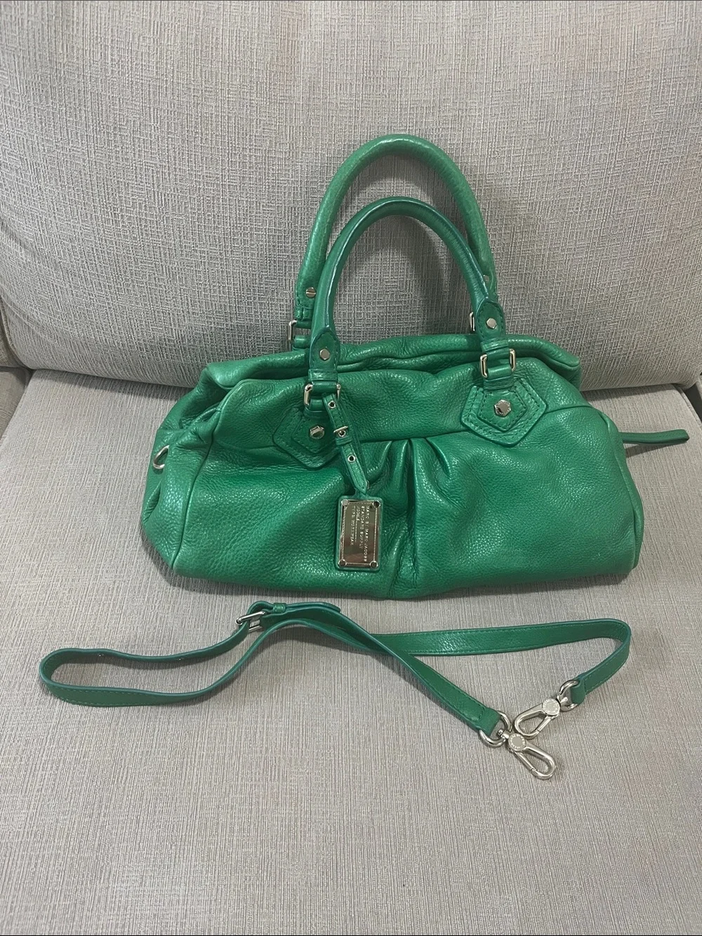Marc Jacobs Green Pebbled Leather Satchel